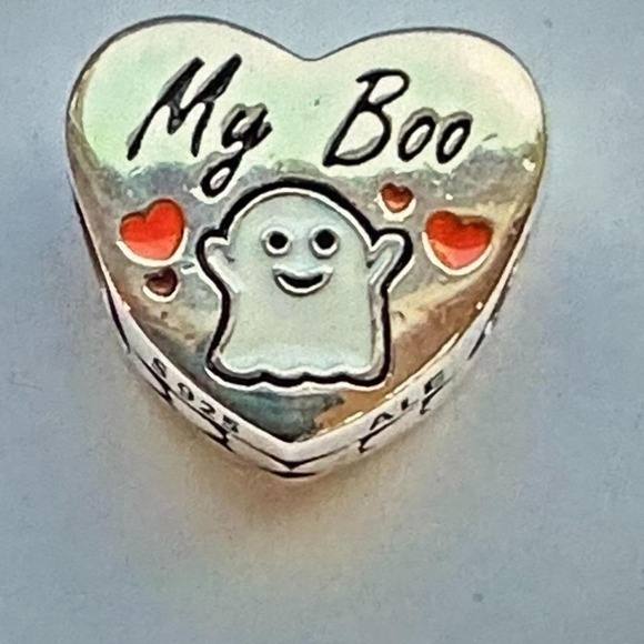 Authentic Pandora My Boo Heart Halloween Ghost Charm, Retired #792015 - Picture 1 of 2